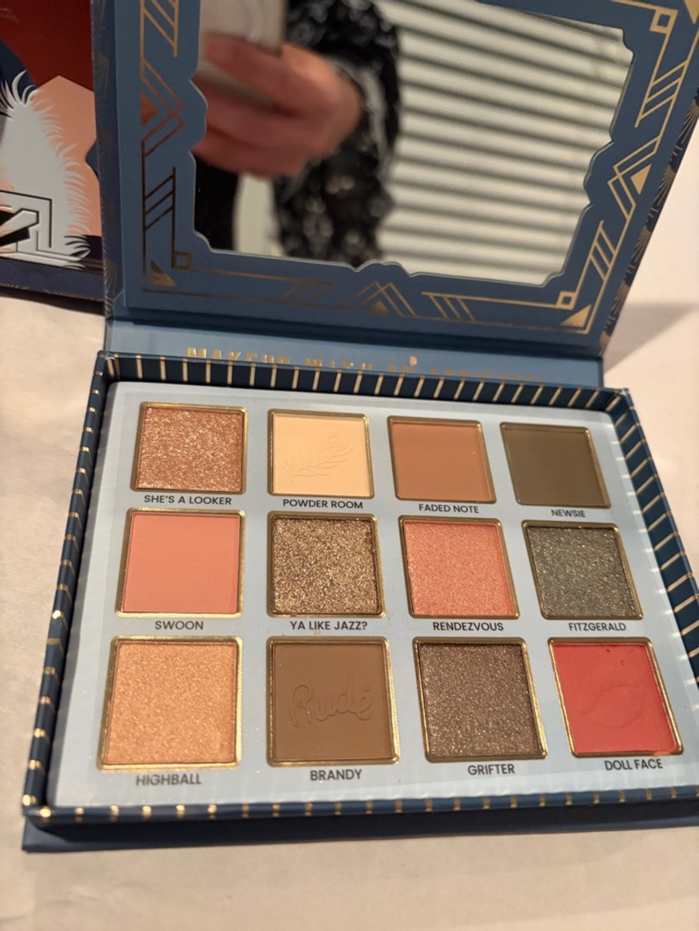 RUDE 12-Shade Eyeshadow Palette — Peach, Gold, Bronze, Olive, Coral